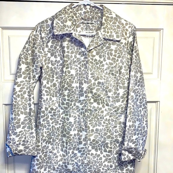 Ladies’ Eddie Bauer Gray & White Raincoat - Size XSmall - Picture 2 of 5